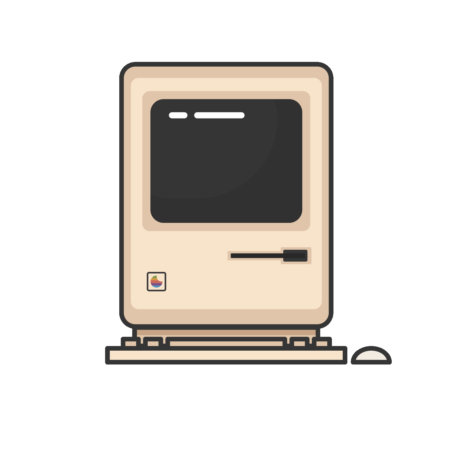A cartoon depiction of a Macintosh PC